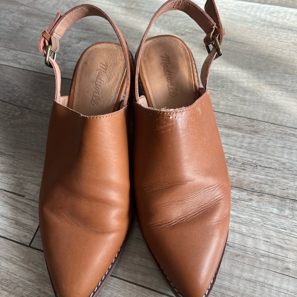 Madewell Women's Brown Leather Slingback Mules